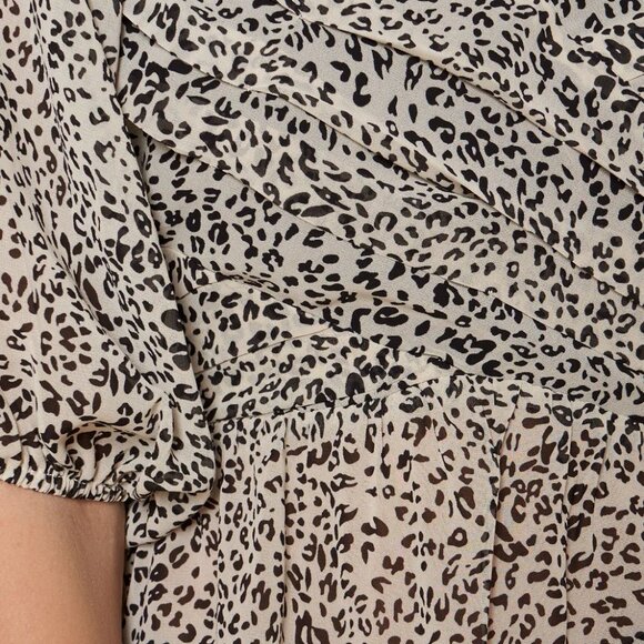 EUC Sugarlips "Anita" Black & Tan Leopard Blouse Size Large - Picture 5 of 10